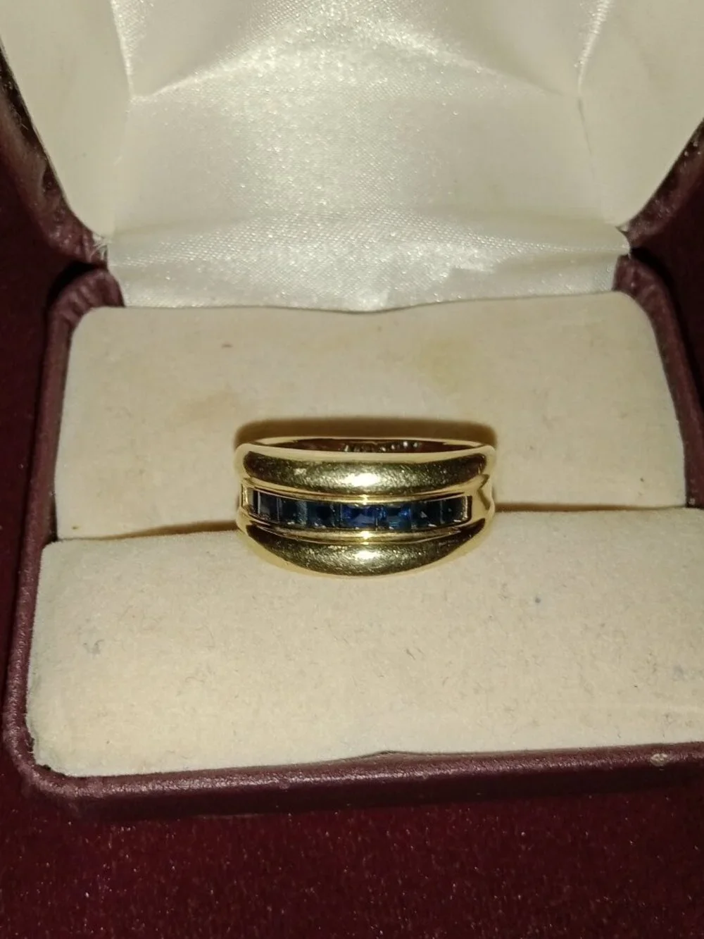 Very Nice 14kt Solid Gold 7.2g Blue Sapphire Men's Ring Sz 7.25